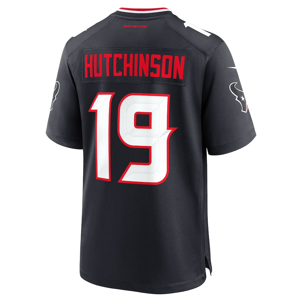 Tocy H.Texans #19 Xavier Hutchinson Navy Team Game Jersey