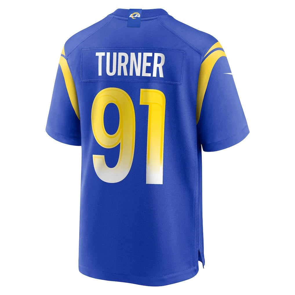 tocy LA.Rams #91 Kobie Turner Royal Home Game Jersey