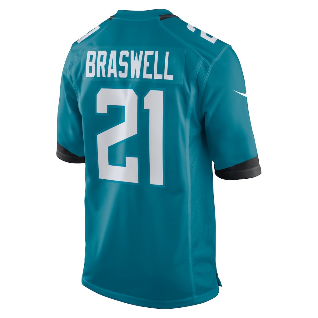 Tocy J.Jaguars #21 Christian Braswell Teal Team Game Jersey