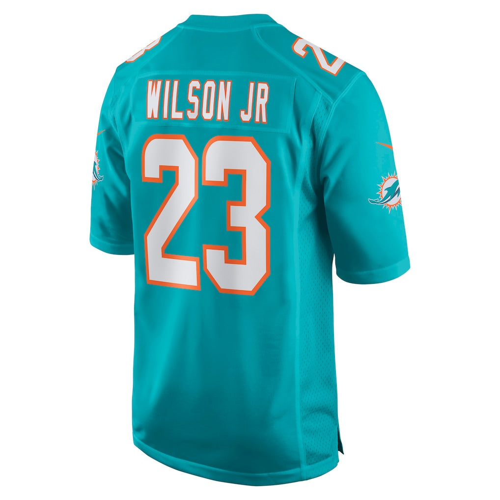Tocy M.Dolphins #23 Jeff Wilson Jr. Aqua Game Player Jersey