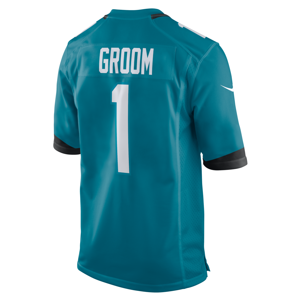 Tocy J.Jaguars #1 Groom Teal Game Jersey