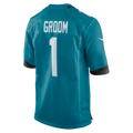 Tocy J.Jaguars #1 Groom Teal Game Jersey