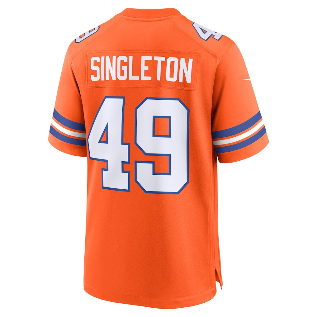 Tocy D.Broncos #49 Alex Singleton Orange Alternate Game Jersey