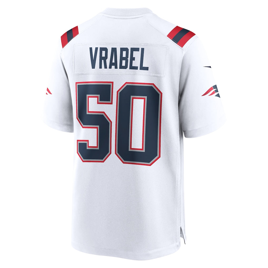 Tocy NE.Patriots #50 Mike Vrabel White Game Retired Player Jersey