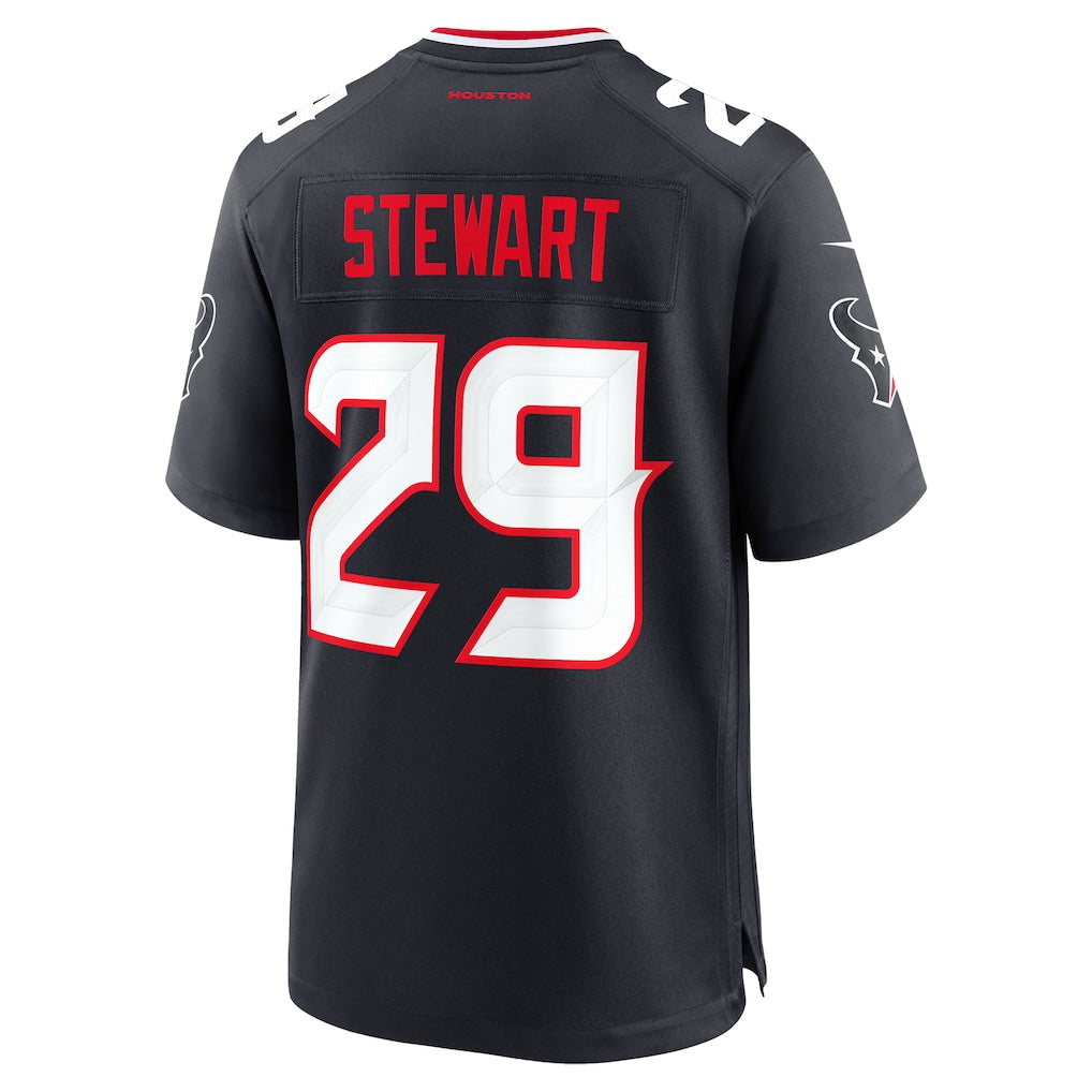 Tocy H.Texans #29 M.J. Stewart Navy Team Game Jersey