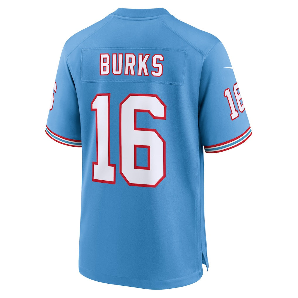 Tocy T.Titans #16 Treylon Burks Light Blue Oilers Throwback Alternate Game Player Jersey