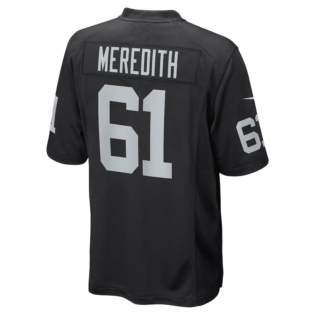 tocy LV.Raiders #61 Jordan Meredith Black Game Player Jersey