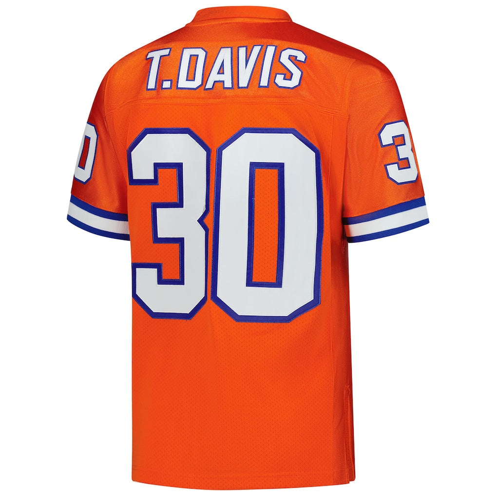 Tocy D.Broncos #30 Terrell Davis Mitchell & Ness Orange 1995 Authentic Throwback Retired Player Jersey