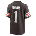 Tocy C.Browns #1 Groom Brown Game Jersey
