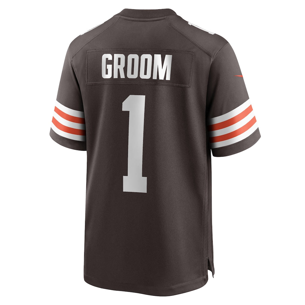 Tocy C.Browns #1 Groom Brown Game Jersey