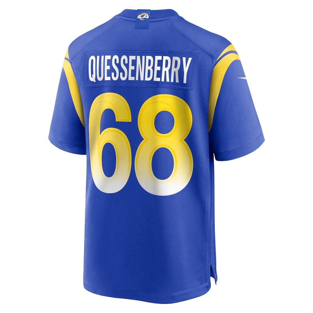tocy LA.Rams #68 David Quessenberry Royal Team Game Jersey