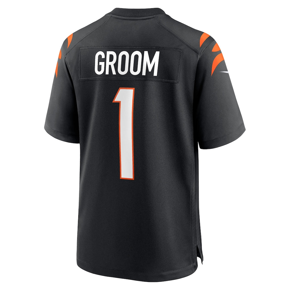 Tocy C.Bengals #1 Groom Black Game Jersey