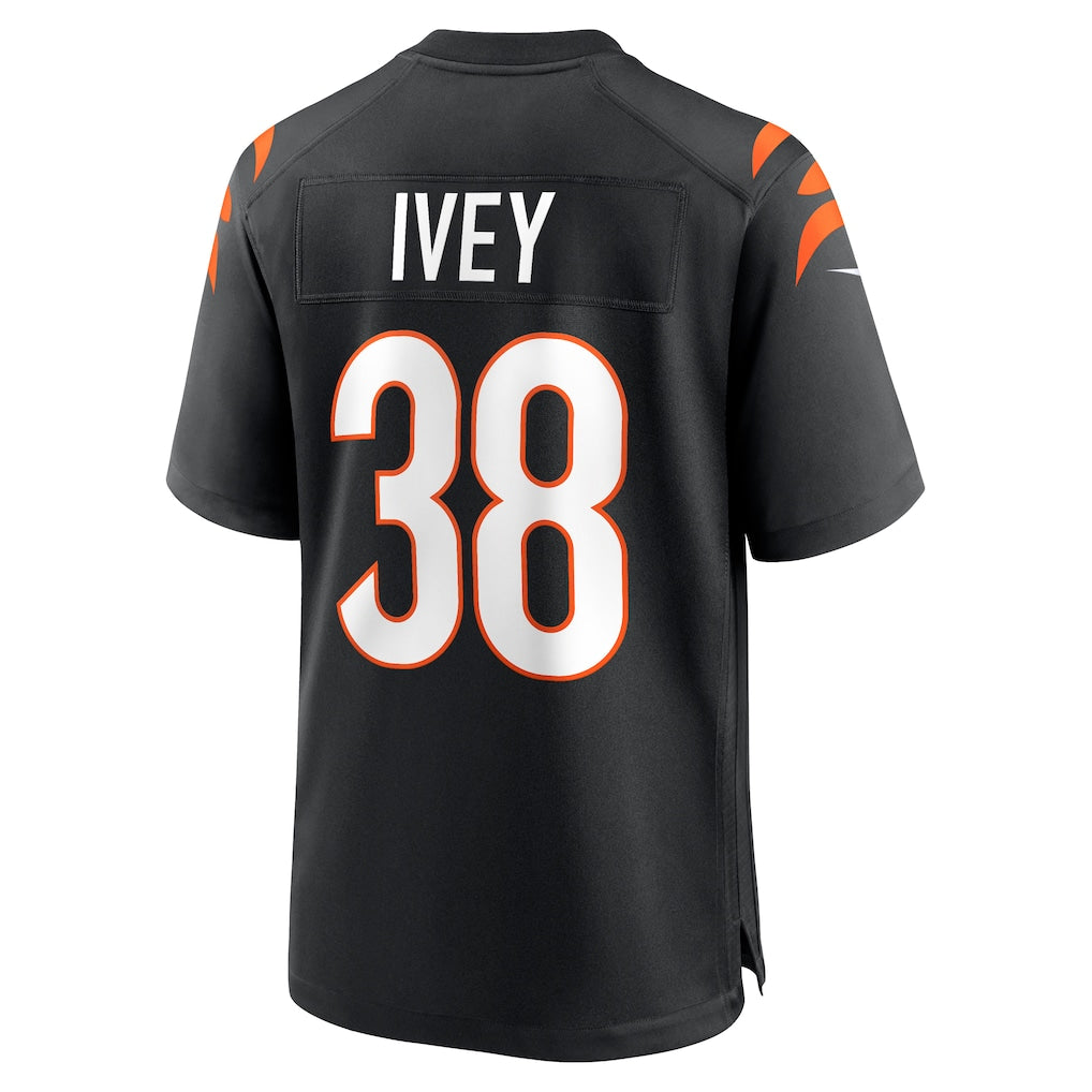 Tocy C.Bengals #38 DJ Ivey Black Team Game Jersey