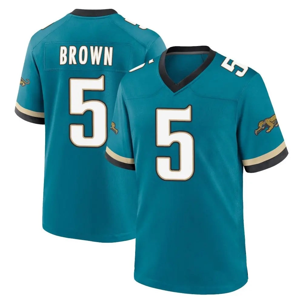 Tocy J.Jaguars #5 Dyami Brown Teal Team Game Jersey