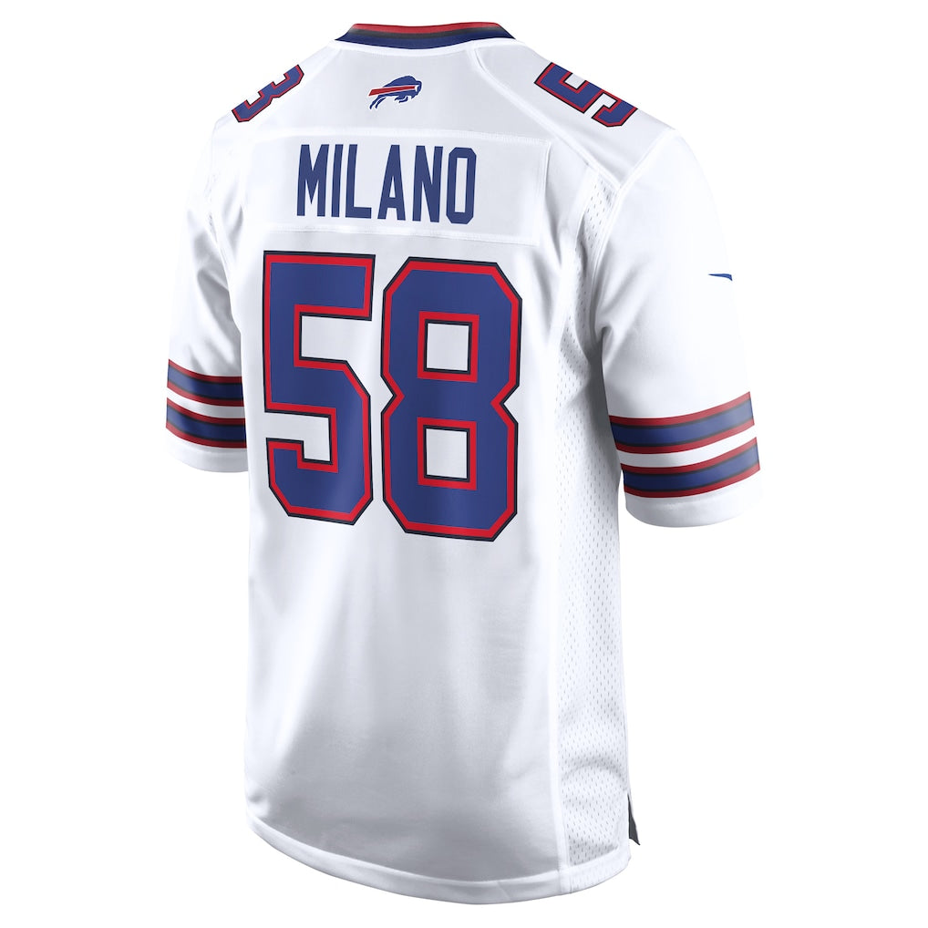 Tocy B.Bills #58 Matt Milano White Away Game Player Jersey