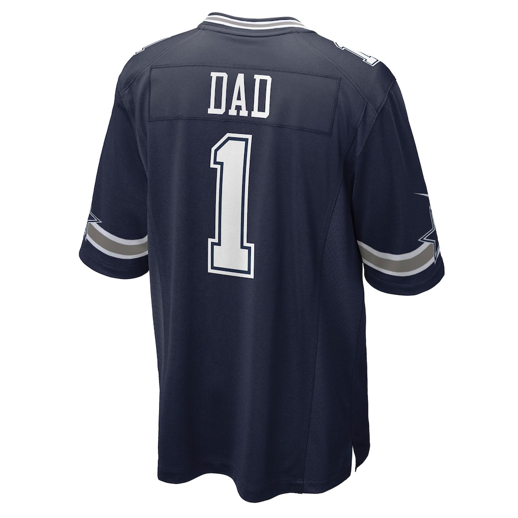 Tocy D.Cowboys #1 Dad Navy Game Jersey