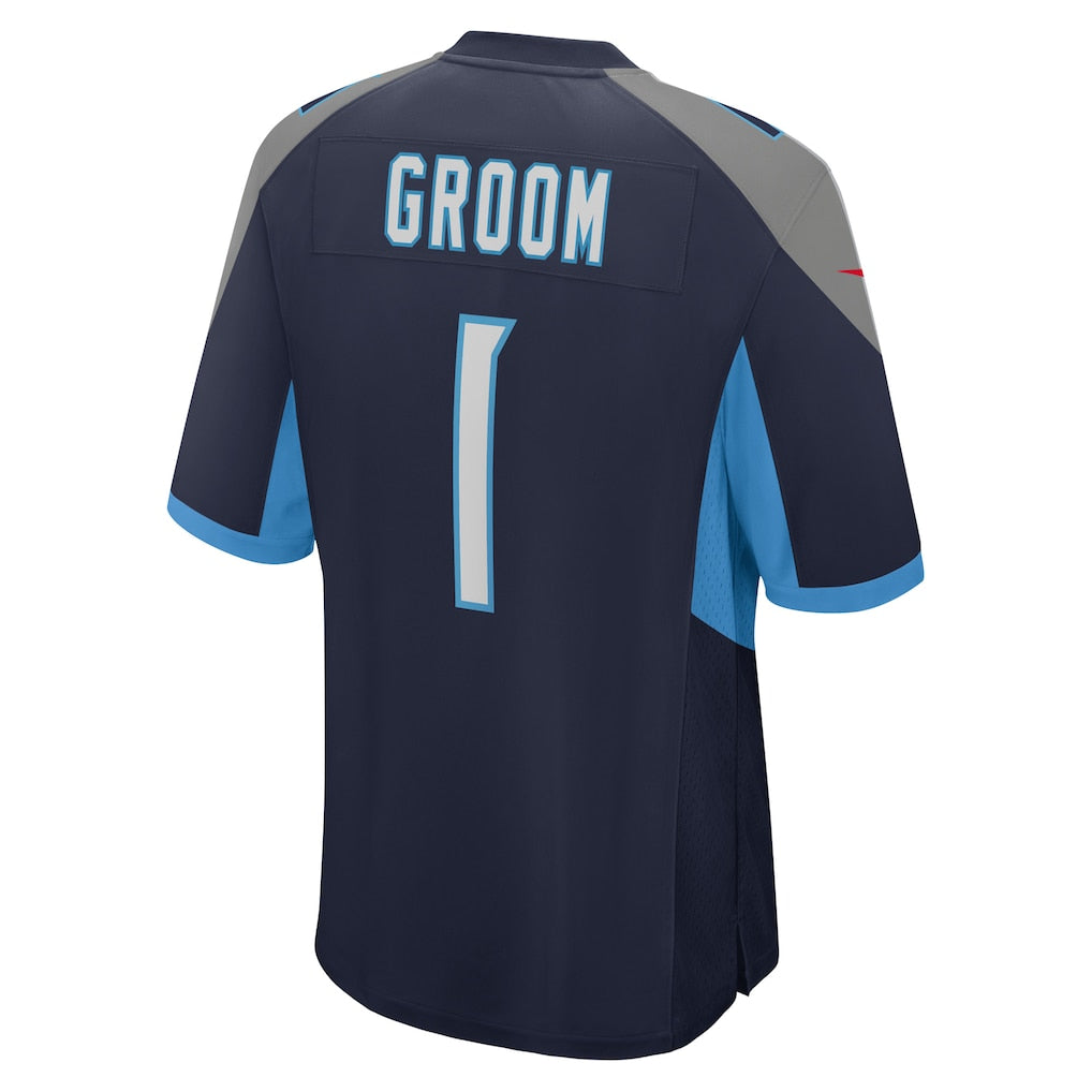 Tocy T.Titans #1 Groom Navy Game Jersey