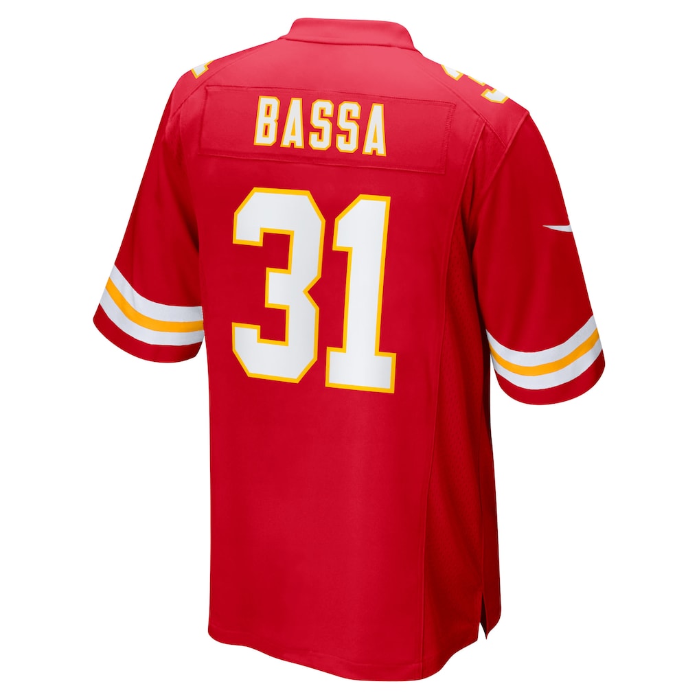 tocy KC.Chiefs #31 Jeffrey Bassa Red Team Game Jersey