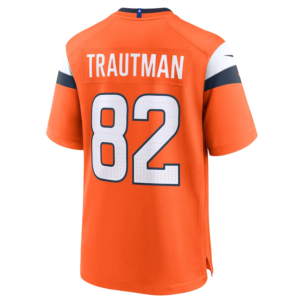 Tocy D.Broncos #82 Adam Trautman Orange Team Game Jersey