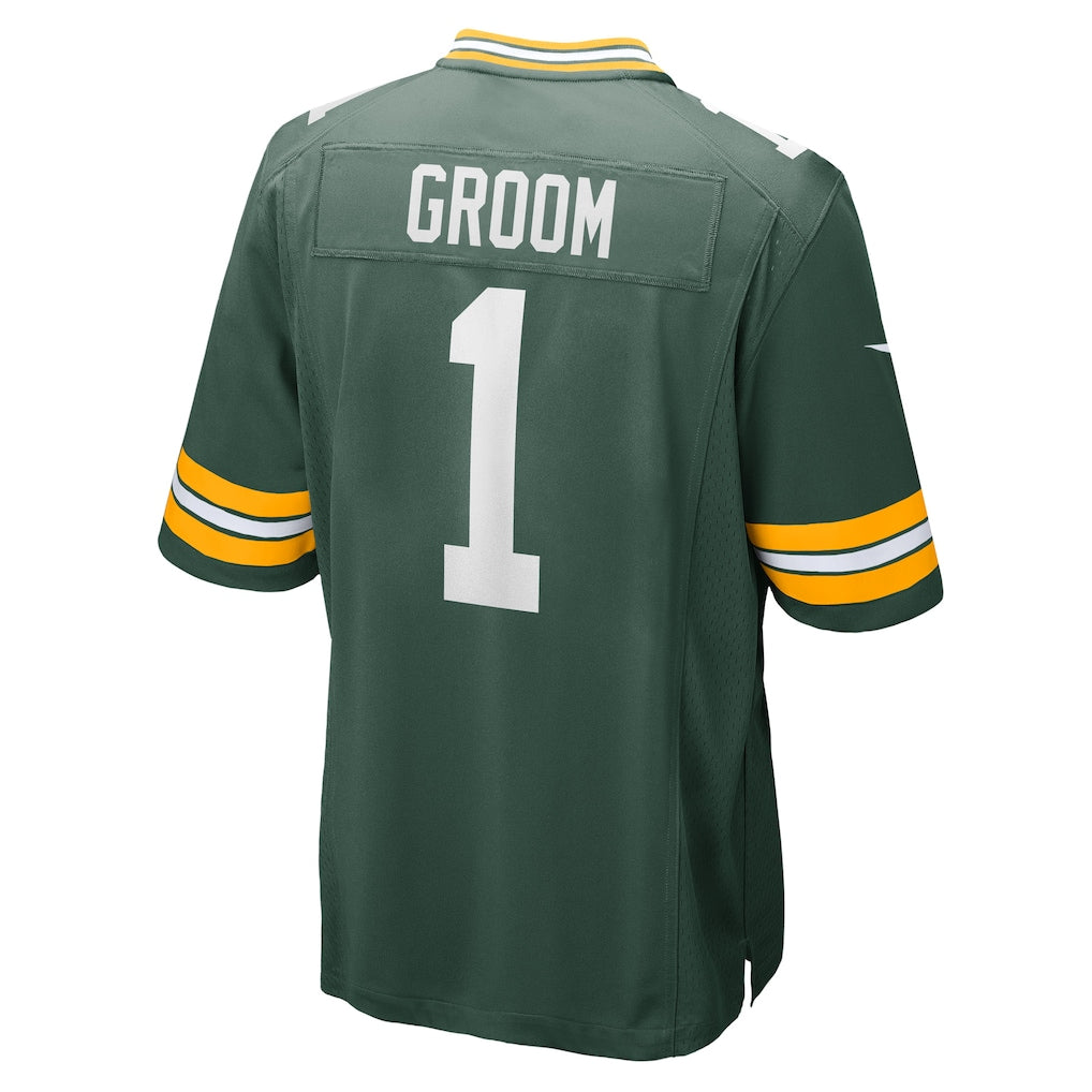 Tocy GB.Packers #1 Groom Green Game Jersey