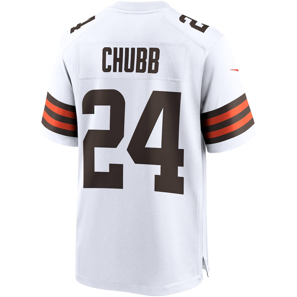 Tocy C.Browns #24 Nick Chubb White Game Jersey