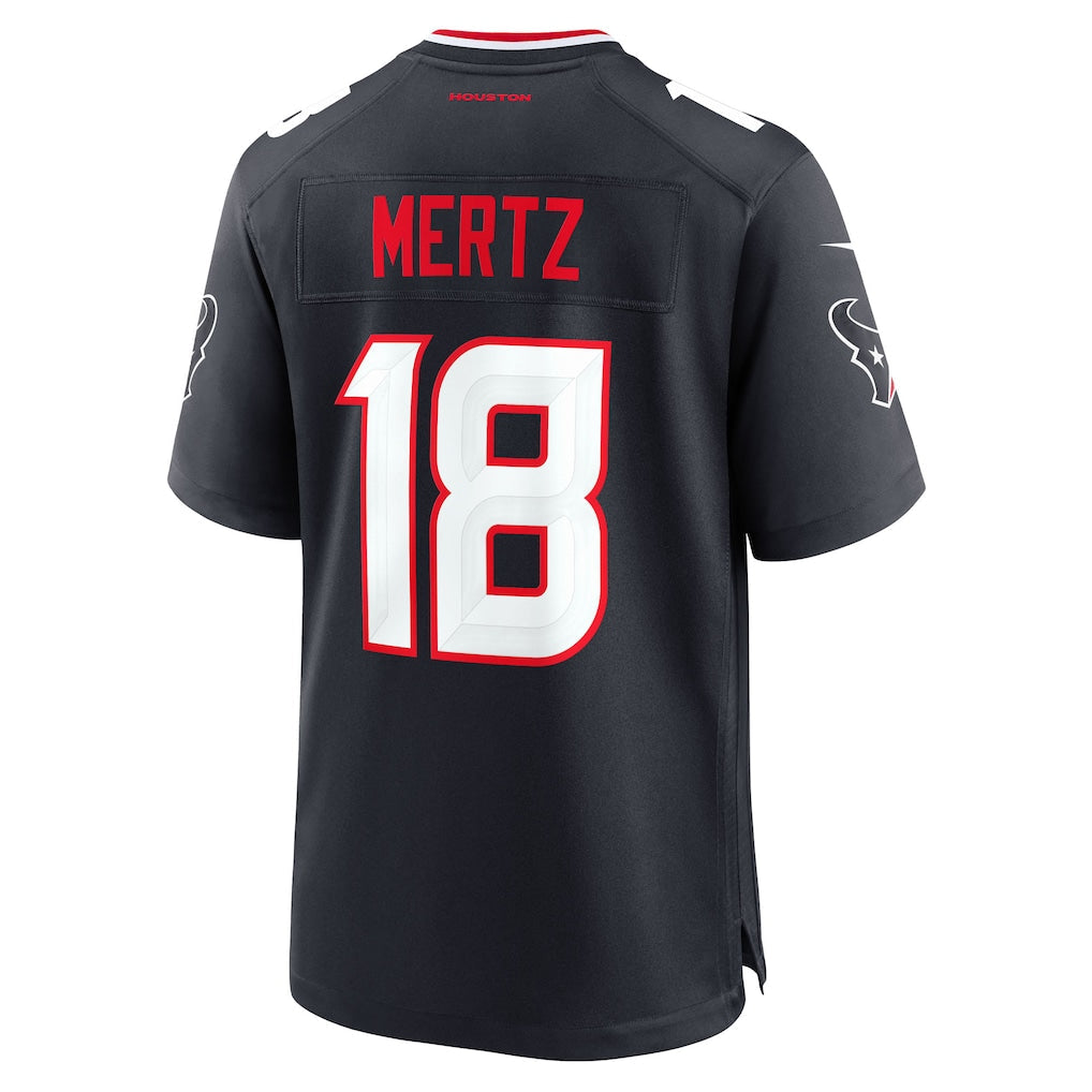 Tocy H.Texans #18 Graham Mertz Navy Team Game Jersey