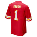 tocy KC.Chiefs #1 Groom Red Game Jersey