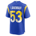tocy LA.Rams #53 Nate Landman Royal Team Game Jersey